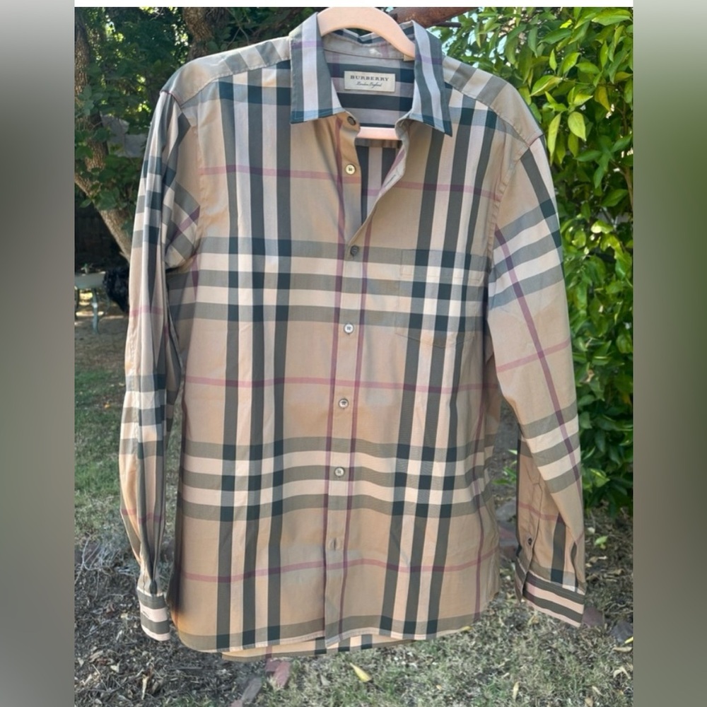 Men's Tan Plaid dress shirt
